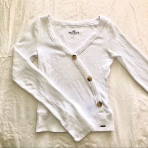 hollister white waffle knit long sleeve